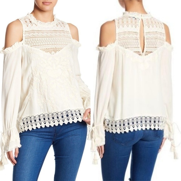 Anthro Love Sam  Shang Hai Cold Shoulder Blouse - Picture 1 of 8